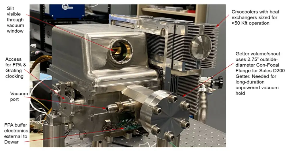 UCIS-A Engineering Model (EM) fully integrated in vacuum enclosure with WCS-AIM-Creare Cryocooler Subsystem